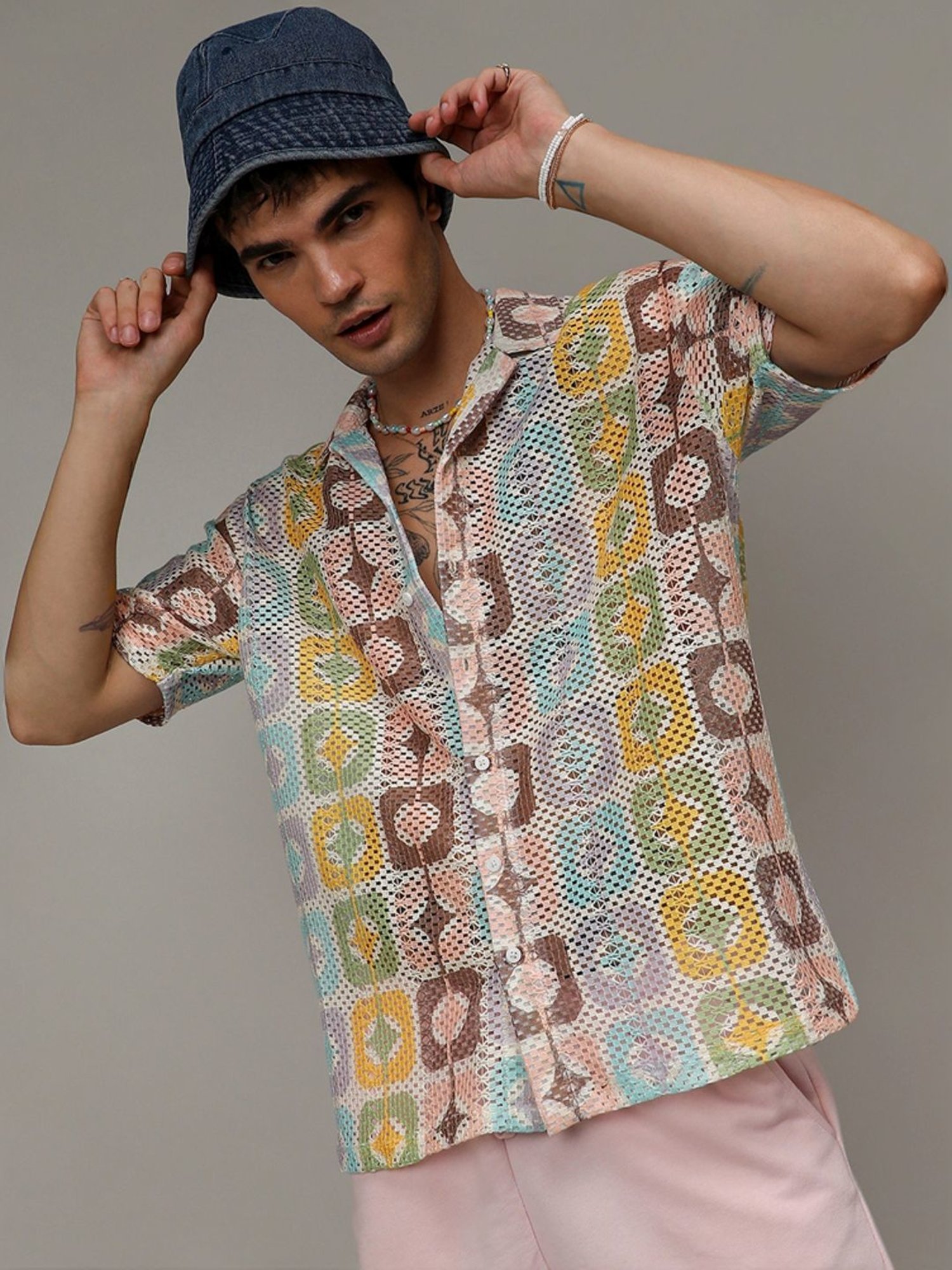 Campus Sutra Multicolored Loose Fit Printed Shirt