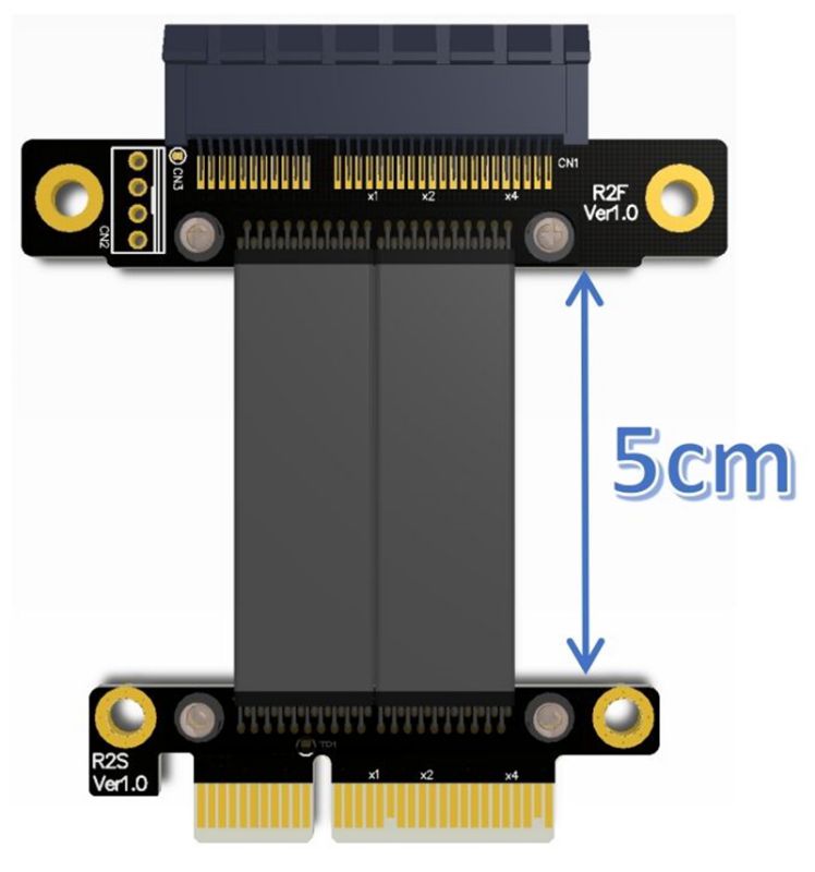 Plugadget PCIe 4x to PCIe 4x Riser cable 5cm 10cm 20cm PCI-E GEN3.0 4x PCI-Express X4 Extender Right Angle cables