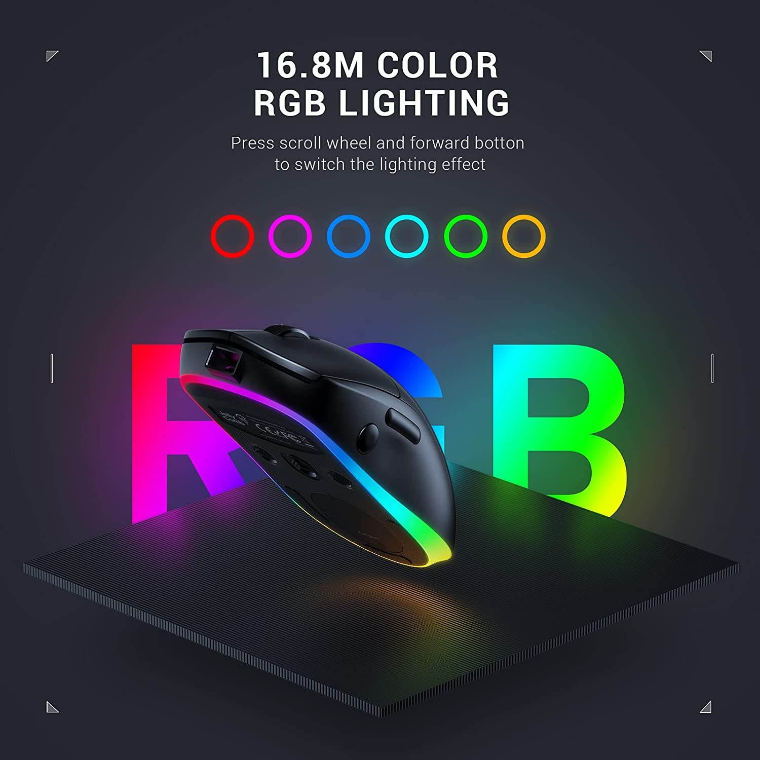 Jelly Comb Gaming Mouse Wired and 2.4G Wireless Dual-Mode RGB Backlit Mice Up to 10000 DPI Optical Sensorfor PC Computer Laptop Gaming Players (Black)