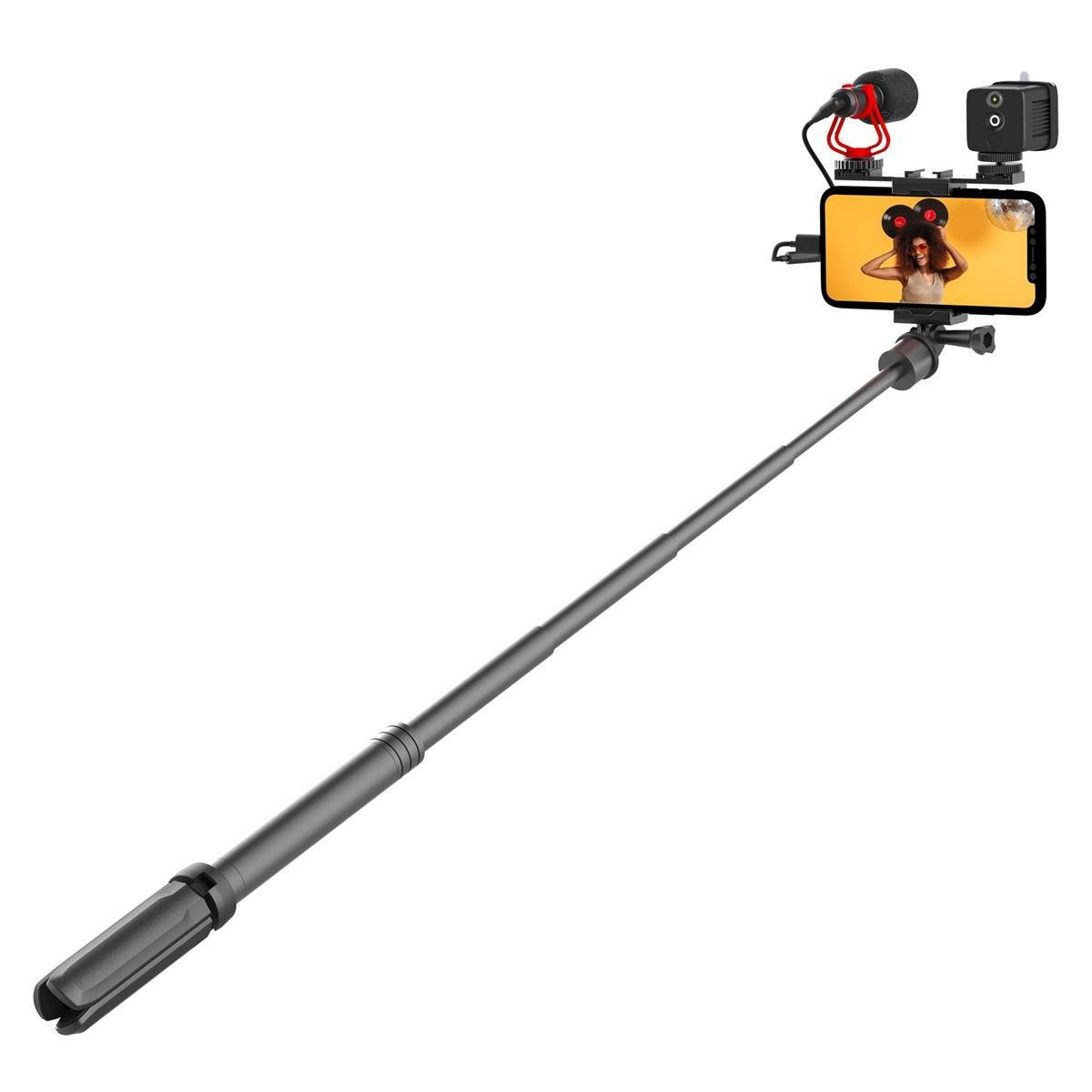Mirfak Vlogging Kit, Moin L1 Fill Light, Pole, Microphone, Tripod, Phone Holder