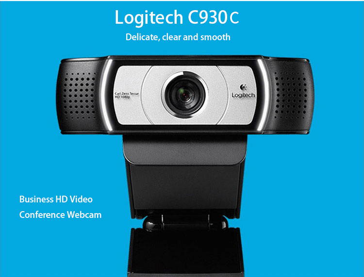 Original Logitech C930c HD Smart 1080P Webcam with Cover for Computer Zeiss Lens USB Autofocus Video camera 4 Time Digital Zoom Chatcam for PC Desktop or Laptop Computer Webcam