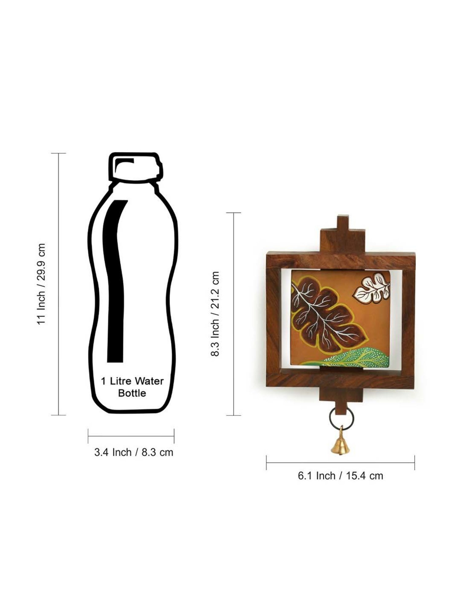 ExclusiveLane Shades of a Leaf Hand-Painted Wall Hanging In Sheesham Wood & Terracotta (Set of 2)