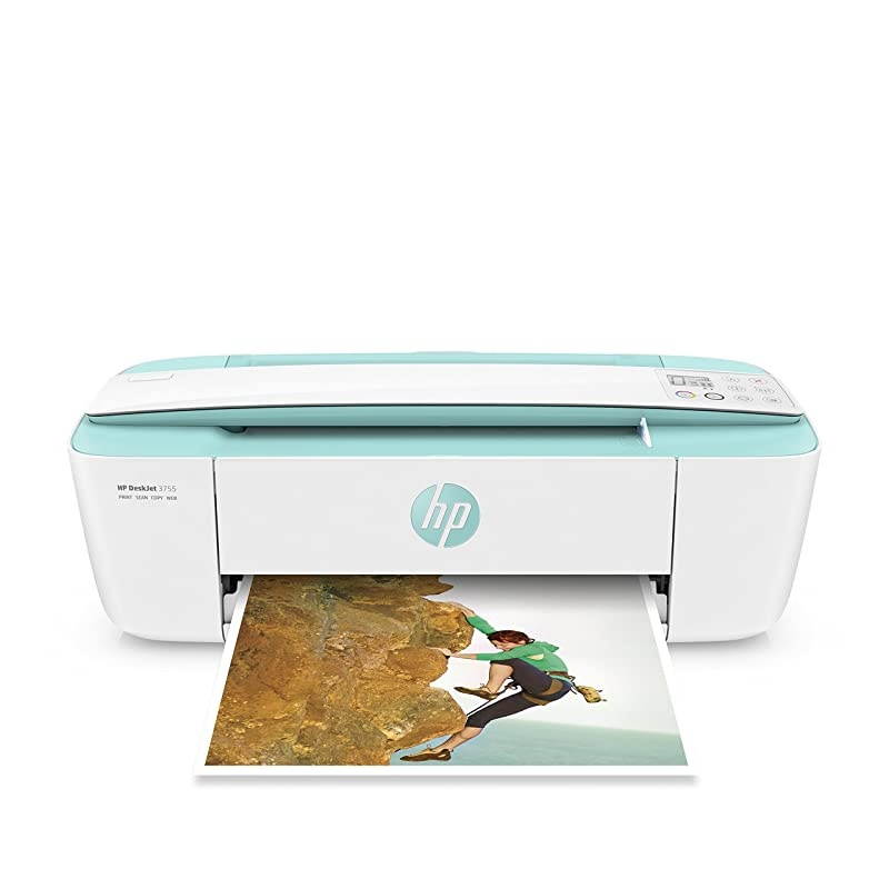 DeskJet 3755 Compact AllinOne Wireless Printer with Mobile Printing Instant Ink amp  Dash Replenishment ready Seagrass Accent J9V92A Renewed