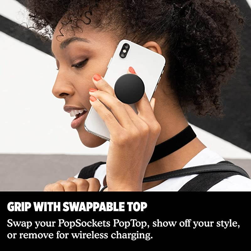 PopGrip with Swappable Top for Phones amp Tablets Aluminum Black