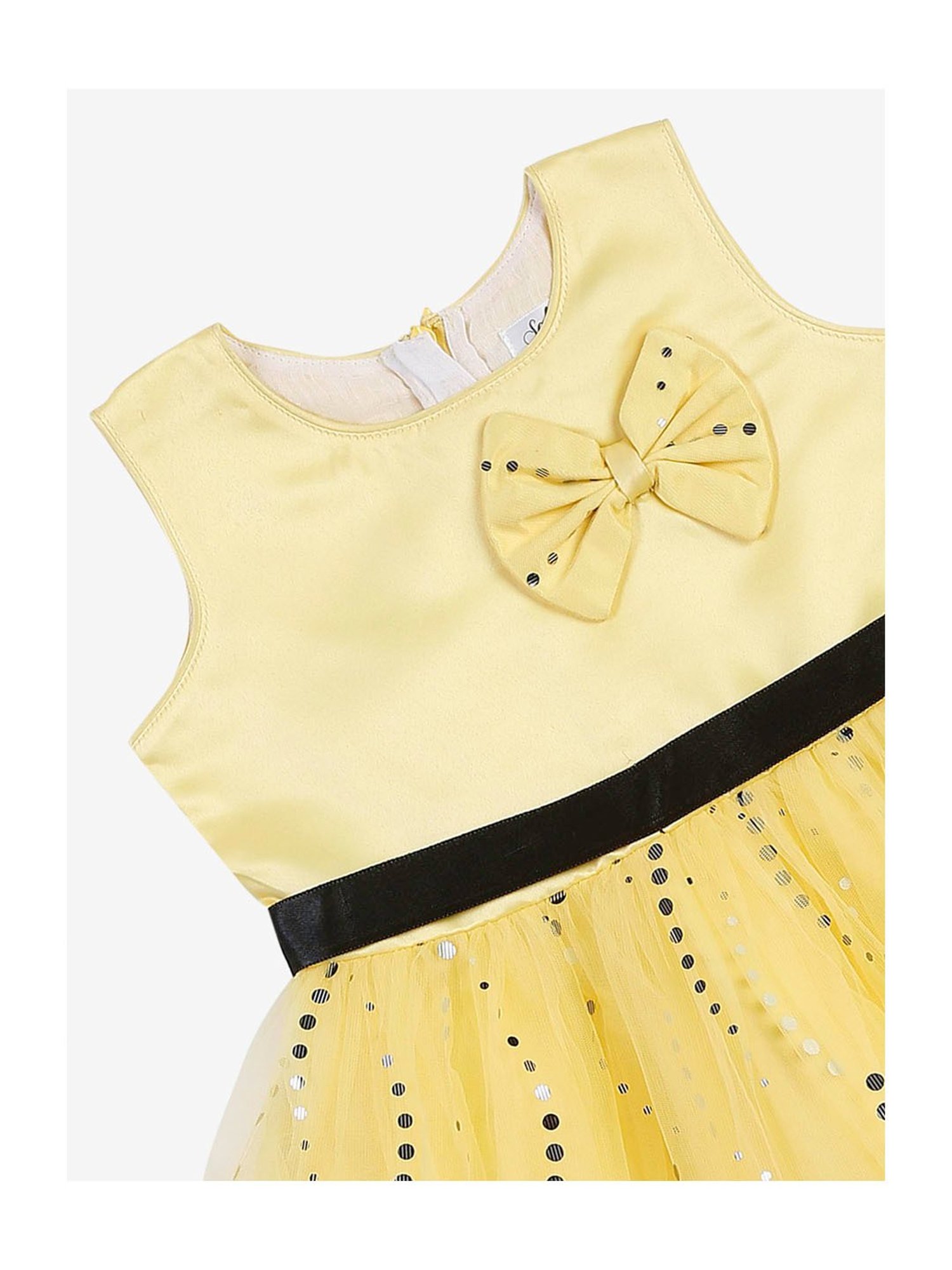Saka Designs Kids Yellow Embellished Dress