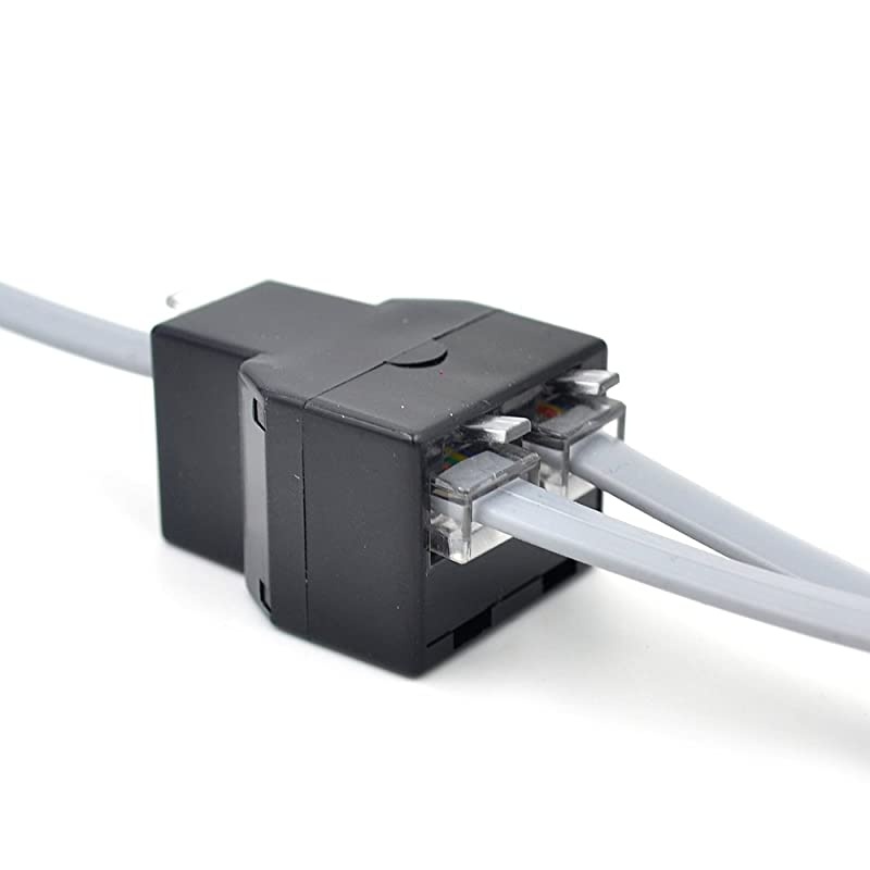 RJ12 6P6C 3Female Telephone Splitter Adapter Cable Black