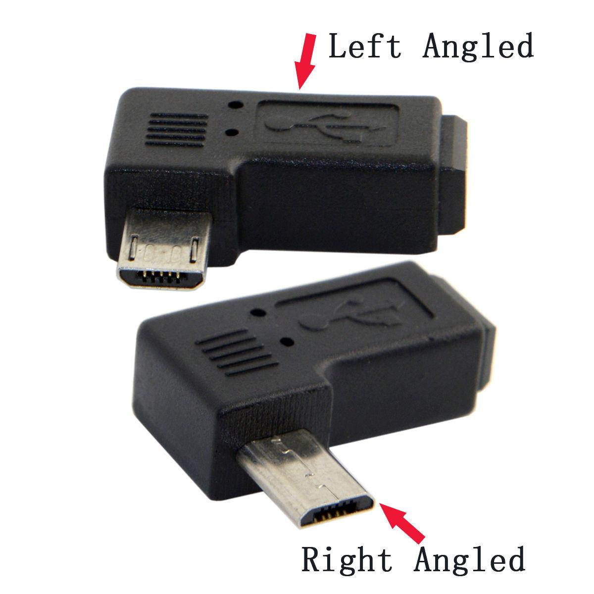 2pcs Left & Right Angled Mini USB 5P Female to Micro USB Male Data Power Adapter
