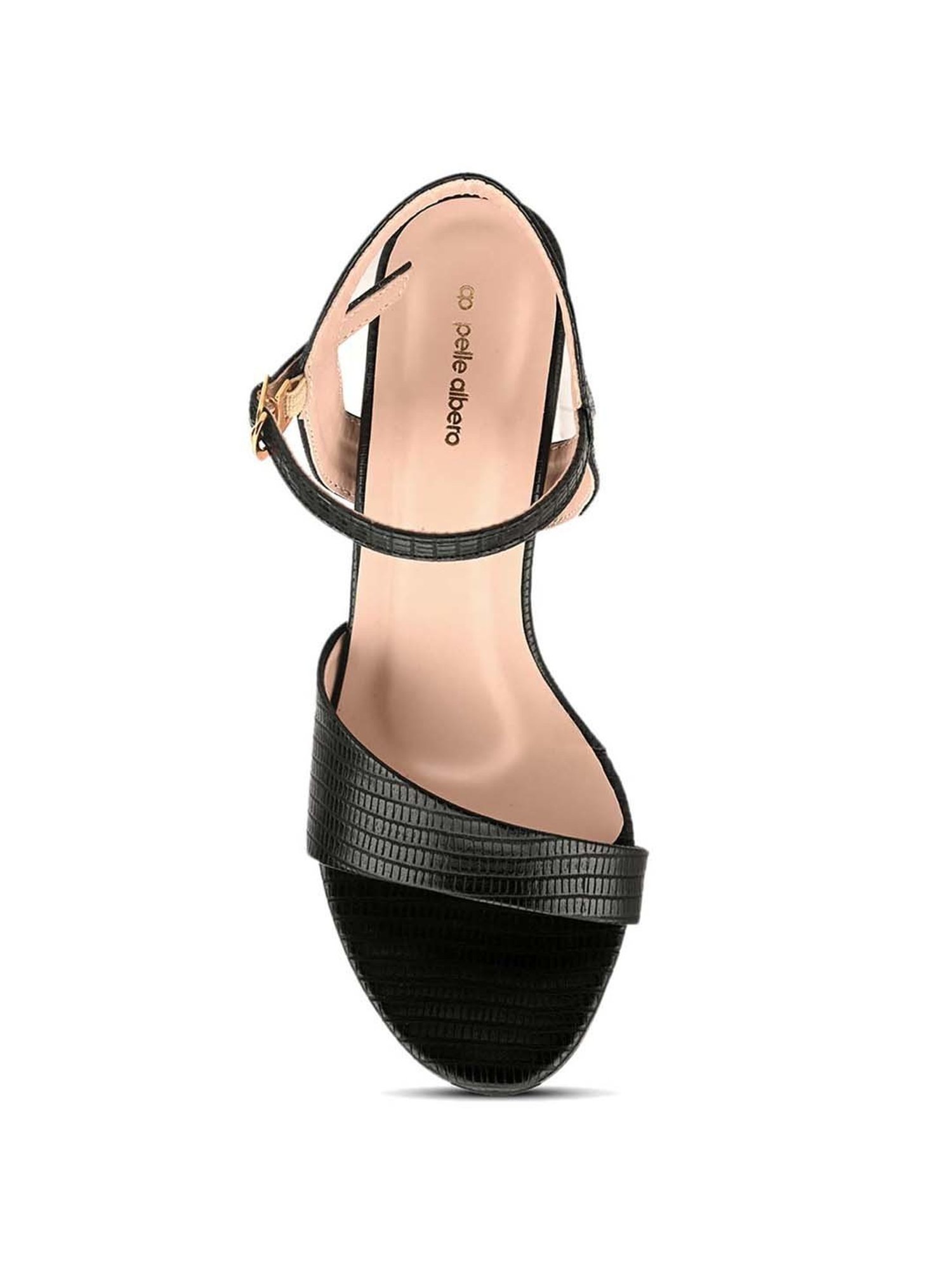 Pelle Albero Women's Black Ankle Strap Sandals