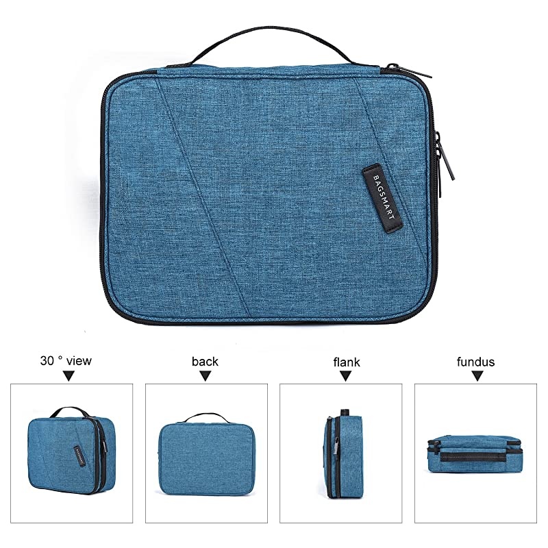 Electronic Organizer Double Layer Travel Cable Organizer Cases Electronics Accessories Storage Bag for 105 Inch iPad Pro iPad air Cables Kindle Teal