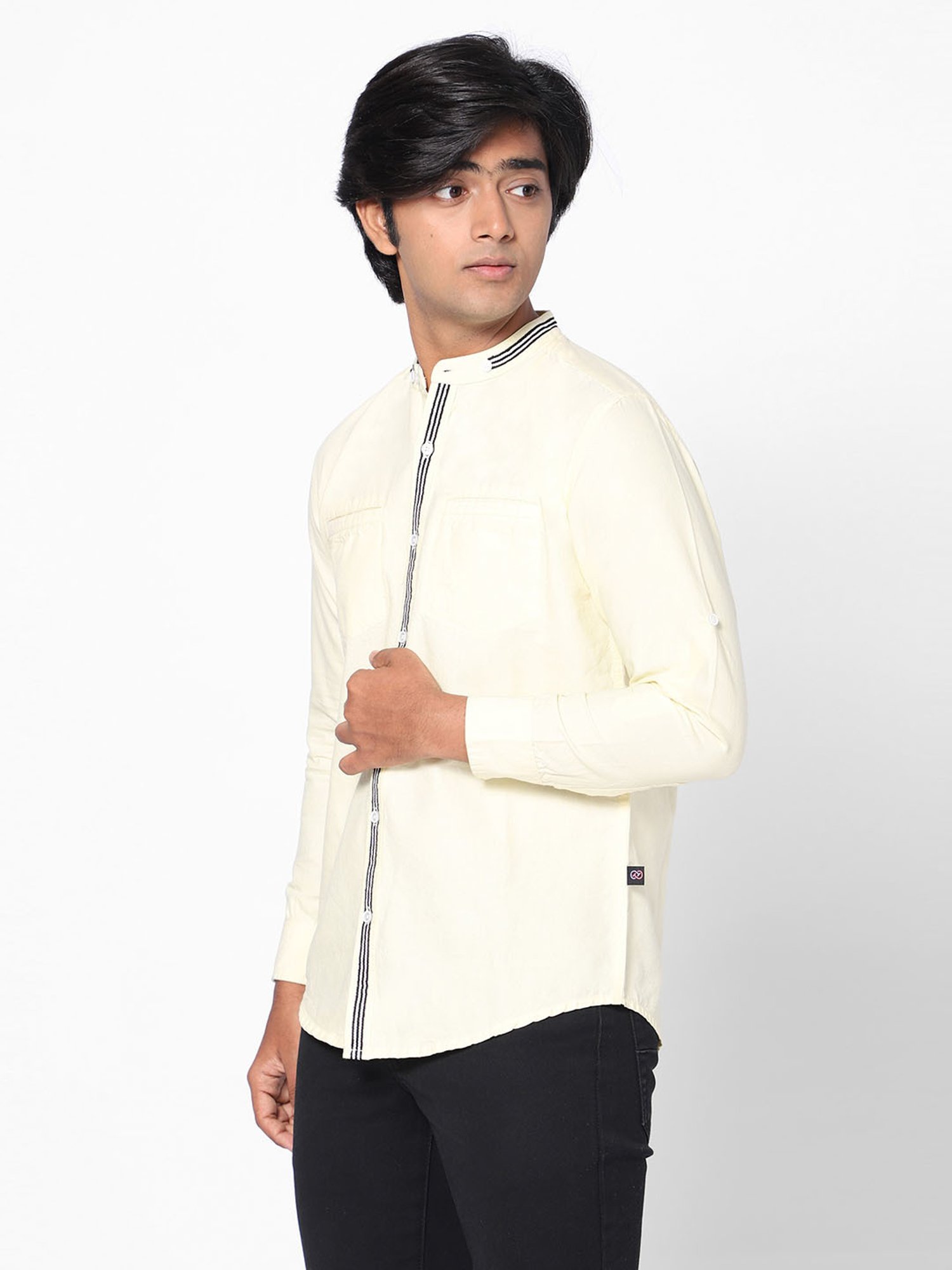 TeenTrums Boys Light Yellow Solid Full Sleeves Shirt