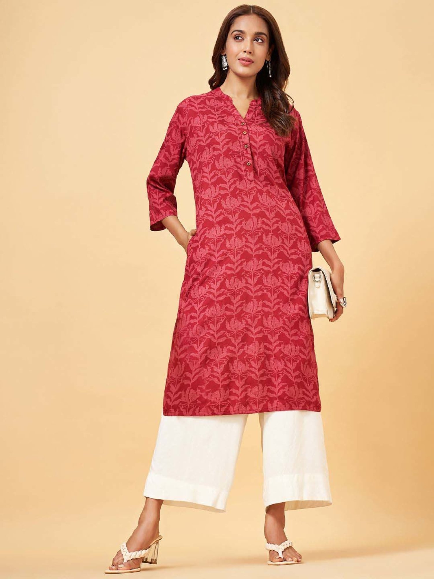 Rangmanch by Pantaloons Rumba Red Printed Straight Kurta