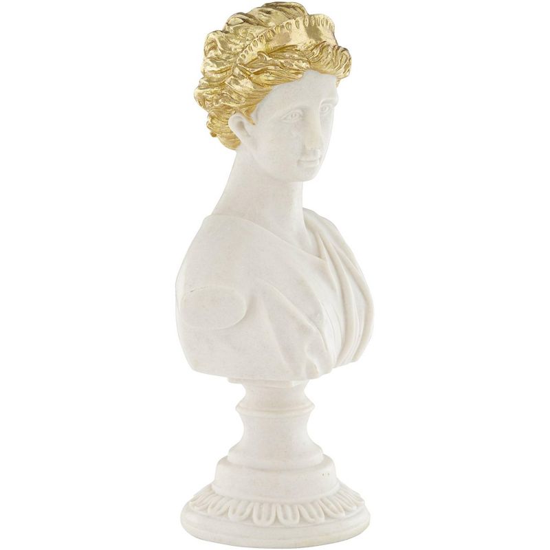 Dahlia Studios Matte White 16 1/2" High Women Bust Sculpture with Gold Hair