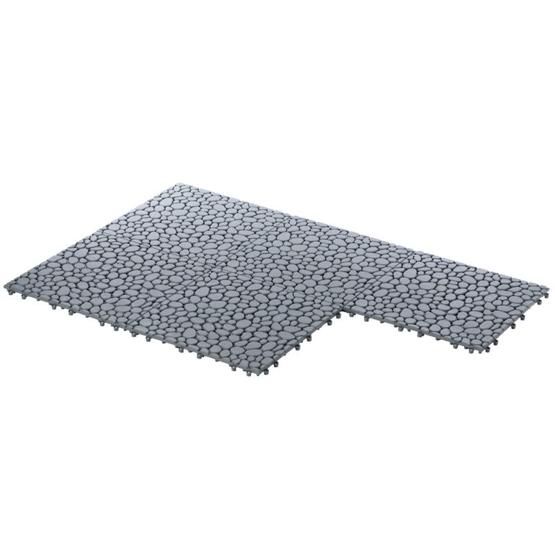 Gardenised Interlocking Cobbled Stone Look Garden Pathway Tiles, Decorative Floor Grass Pavers Anti- Slip Mat, 5 pack  