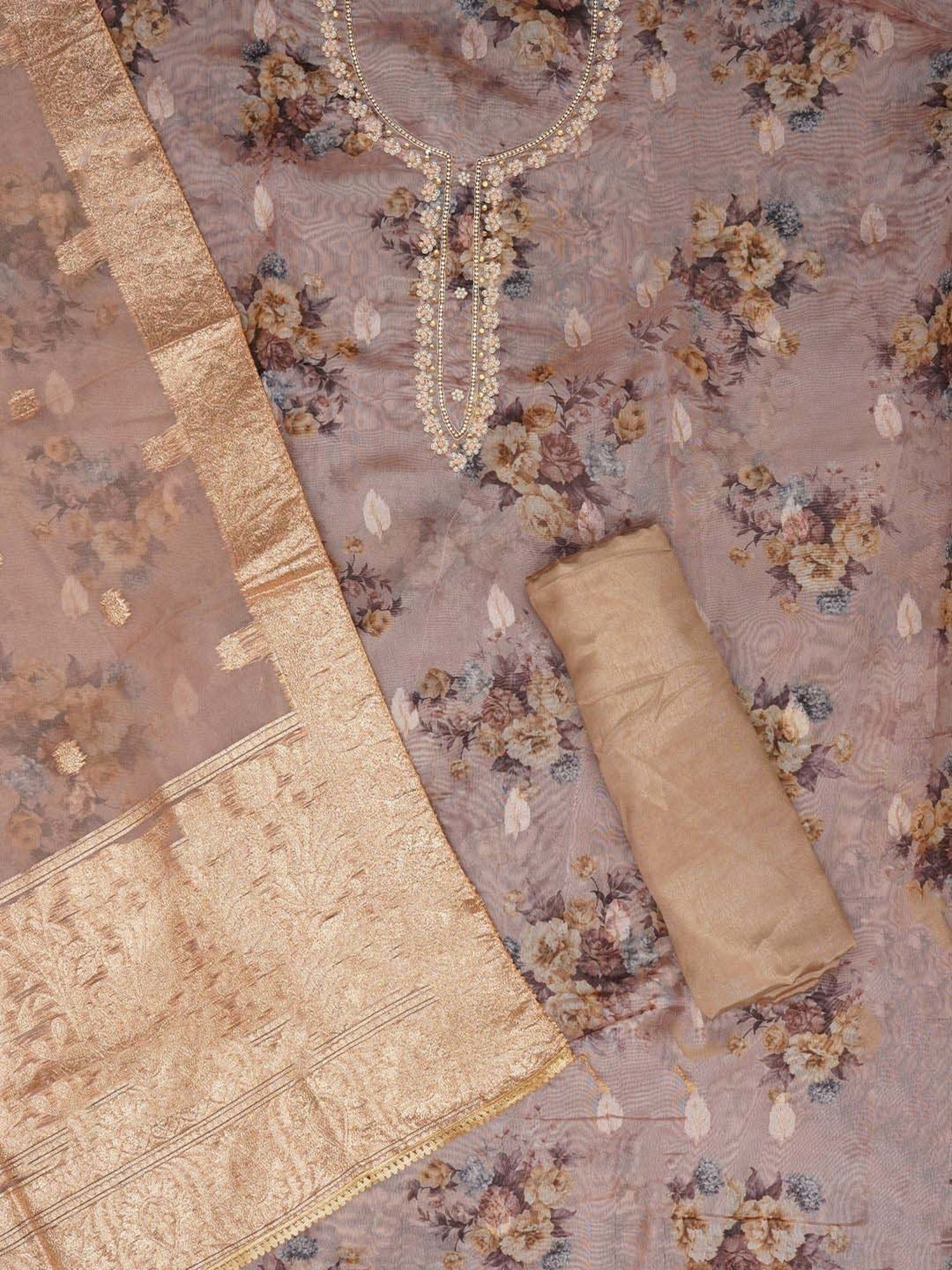 Jaipur Kurti Pink Embellished Unstitched Dress Material