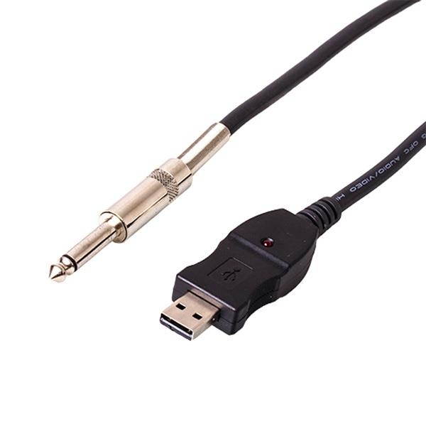 Guitar Bass 1/4'' 6.3mm To USB Link Connection Instrument Cable Adapter 3M