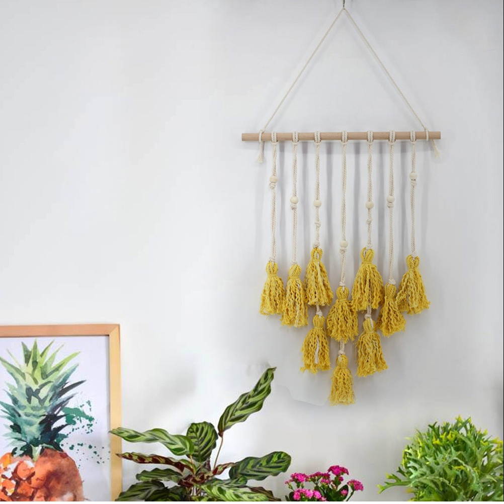 Handmade Tassel Dream Catcher Wall Hanging Catcher Ornament Craft Indoor Home Hanging Decor (Yellow 62 x 45cm)