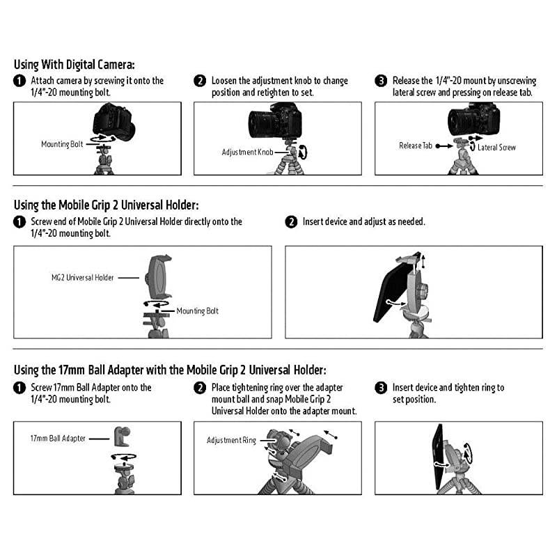 11 Tripod Phone Mount for iPhone 11 XS XR X Galaxy Note 10 9 Galaxy S10 S9 Retail Black Model Number MG2TRIXL