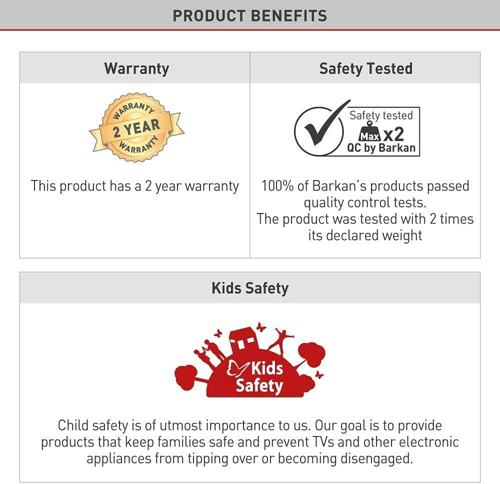 Barkan 32-80 inch Tilt Video Wall Mount 110 lbs Black Easy Manintenance Screen Leveling Lateral Adjustment, UL Listed