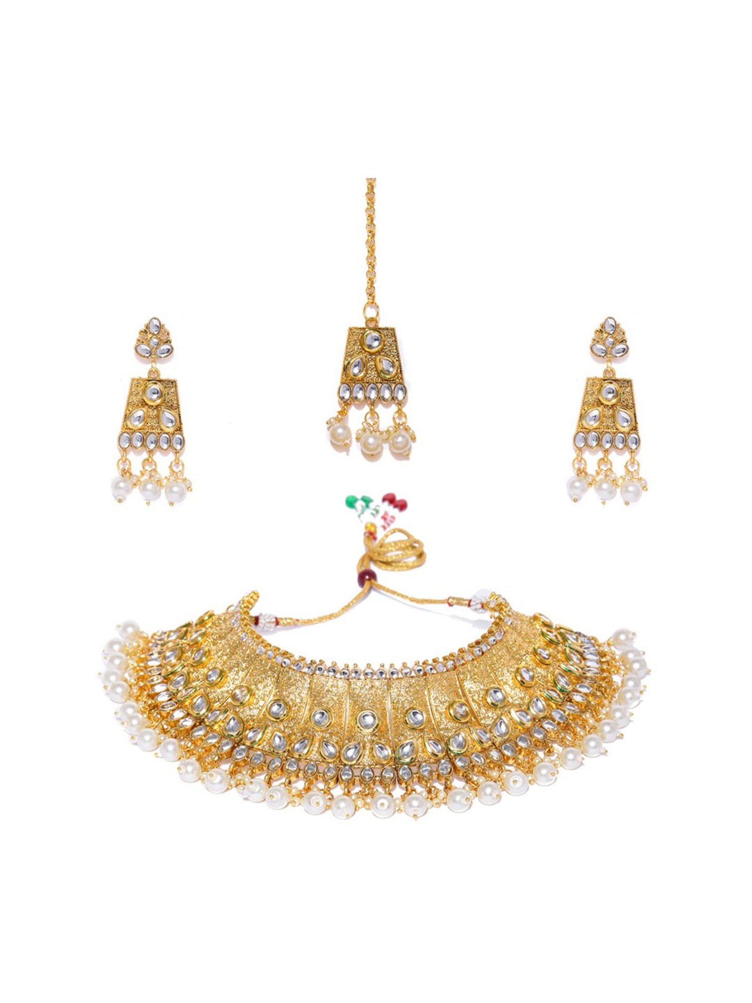 Sri Jagdamba Pearls White Alloy Classic Necklace & Earring Set