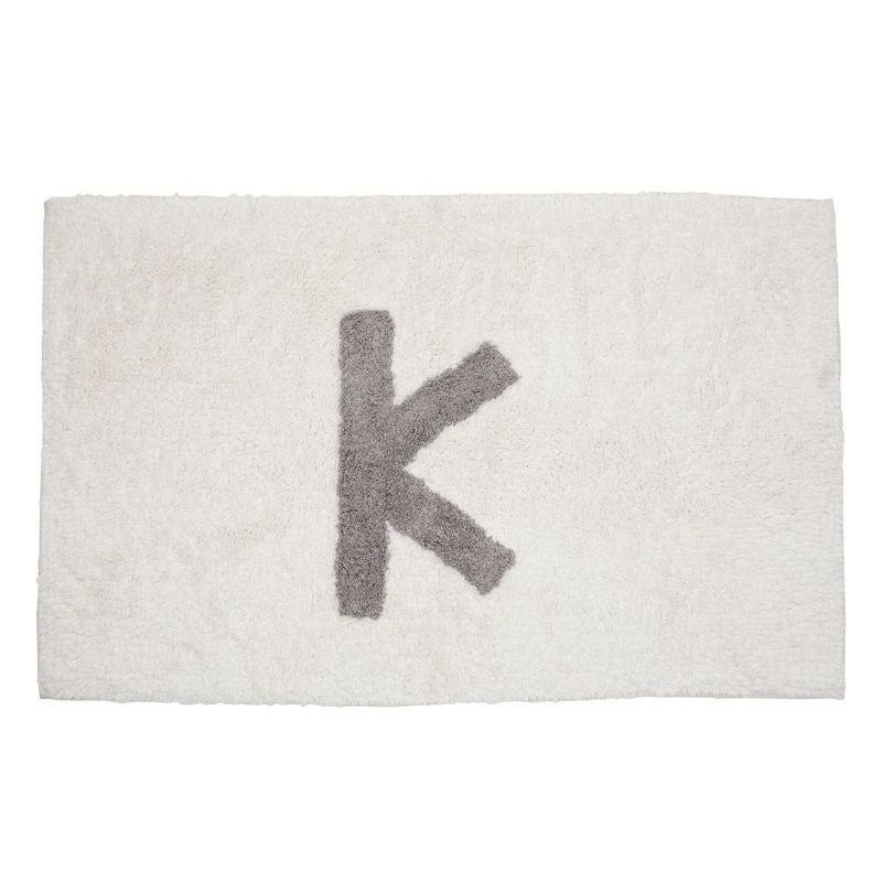 Juvale Personalized Bathroom Rugs with Letter K Initial, Cotton Bath Mat (White, 32 x 20 in)