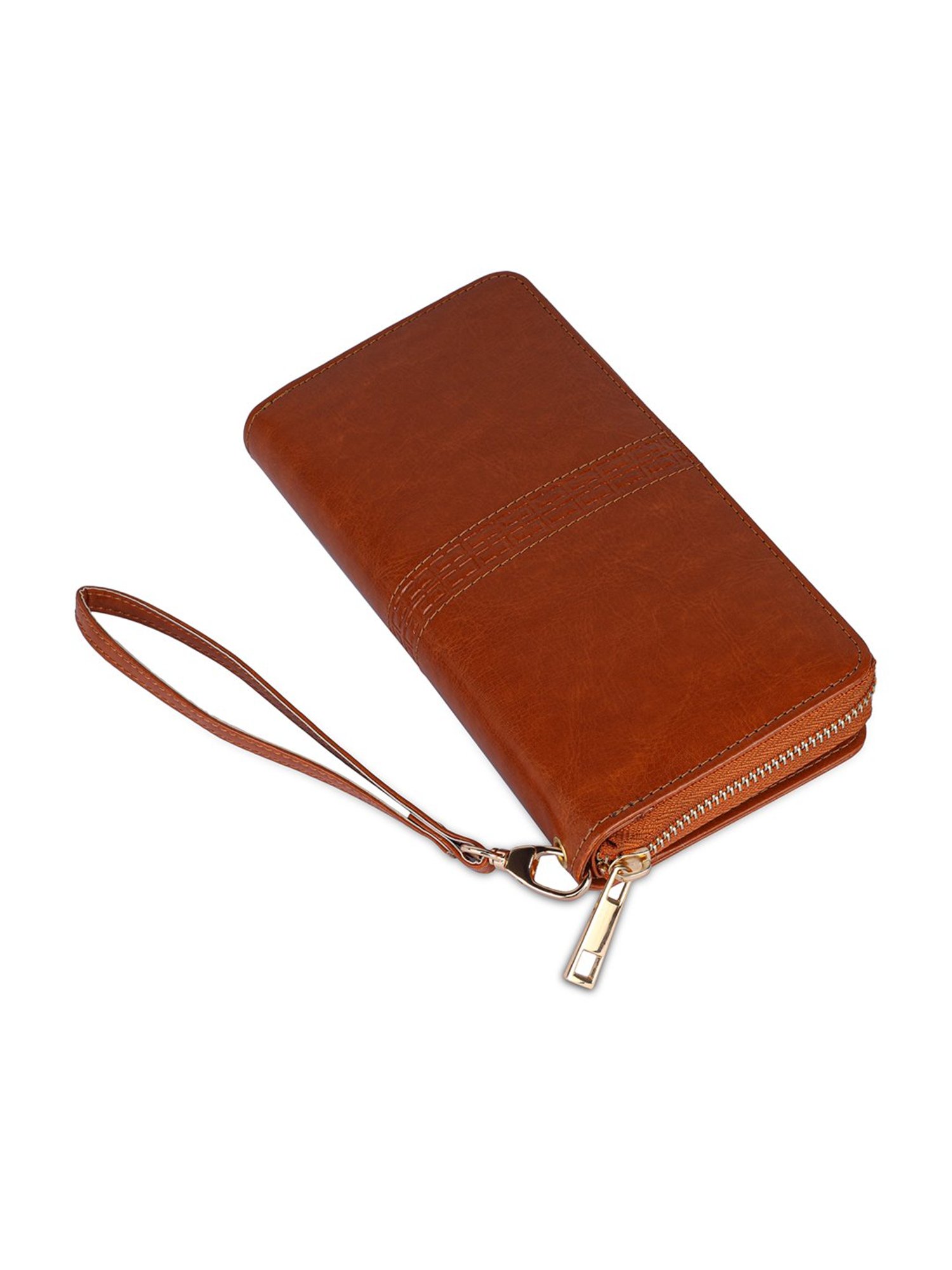 Abeeza Tan Solid Zip Around Wallet for Women