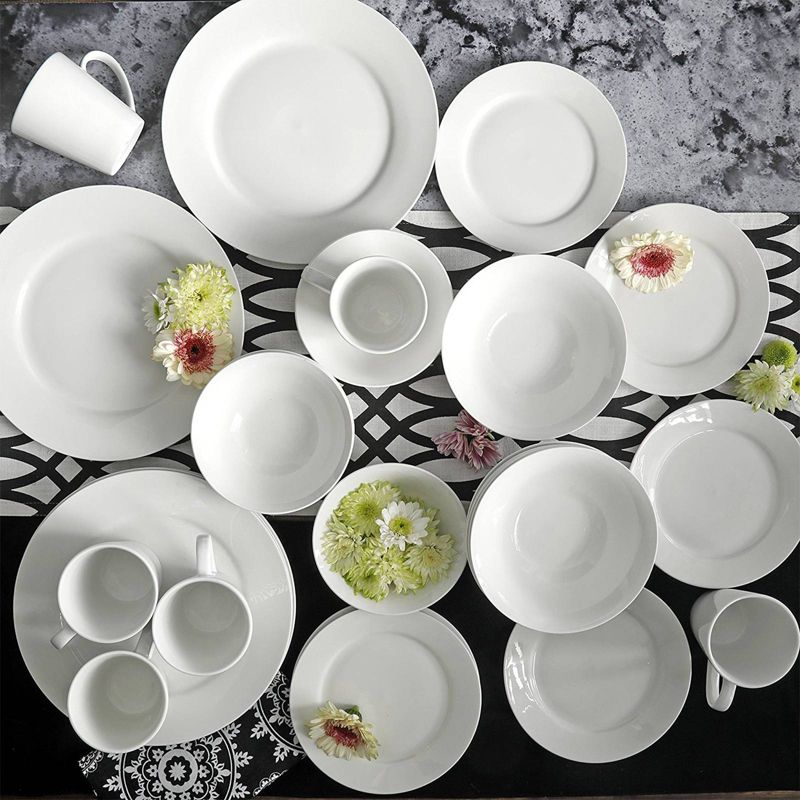 Gibson Home 30pc Ceramic Noble Court Dinnerware Set White