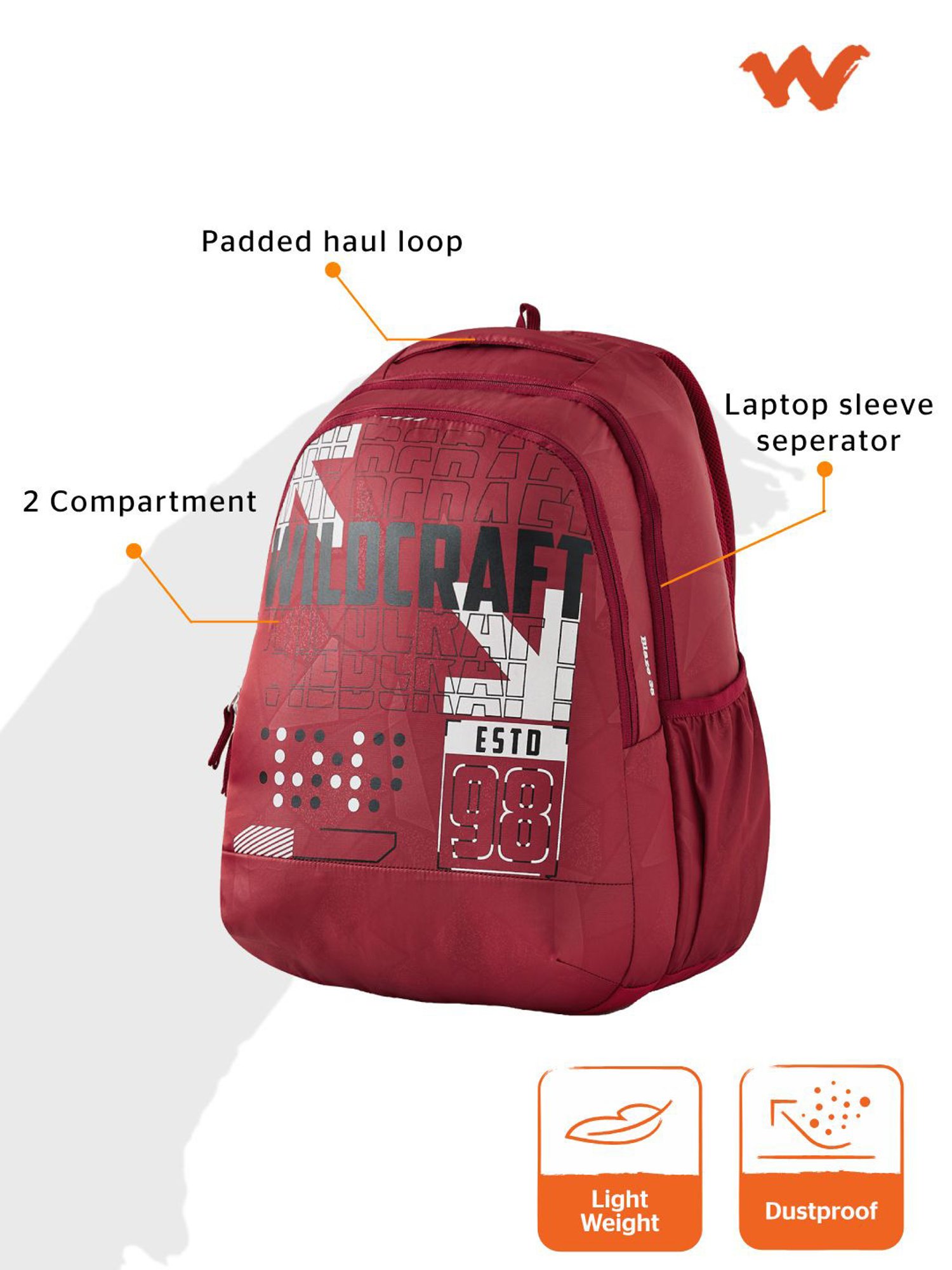 Wildcraft Blaze 35 Red Laptop Backpack