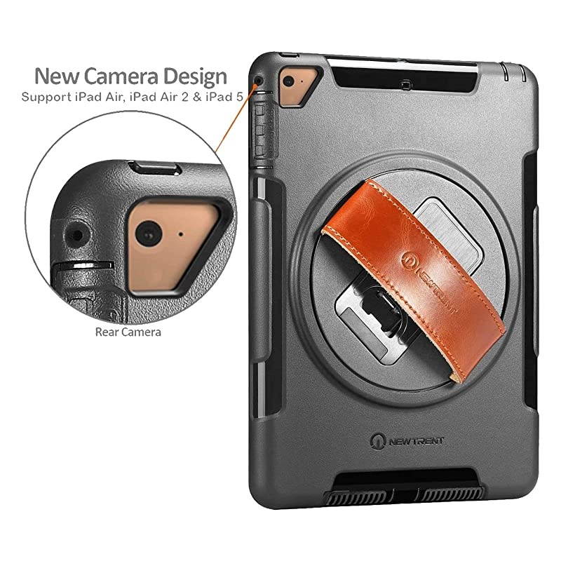 iPad Case for iPad 6th Generation Cases iPad Air 2 Case iPad Air case FullBody Hand Strap iPad 5th Generation case with rotational Kickstand Dual Layers Builtin Screen Protector