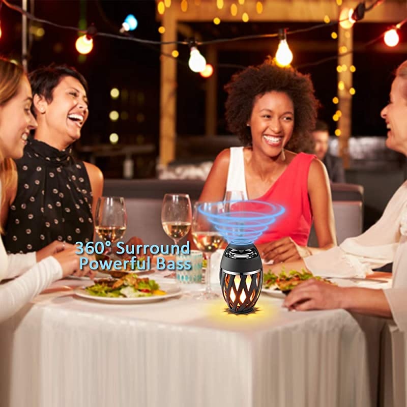 Flame Speakers Flickering Flame Atmosphere Light with Bluetooth 42 Wireless Portable HD Audio Waterproof Speaker Bass Speaker Dimmable Warm Light for iPhoneiPadAndroid