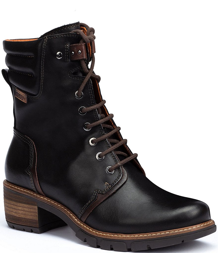 Pikolinos San Sebastian W1T Leather Lace-Up Block Heel Booties