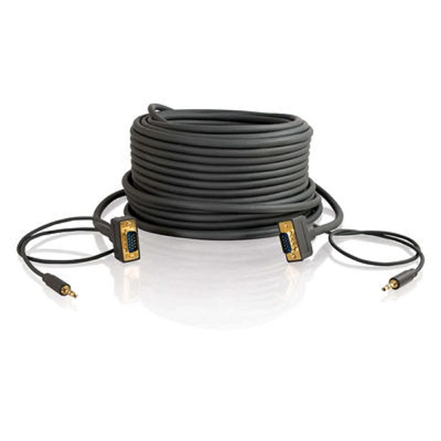 C2G 28251 Flexima VGA + 3.5mm Audio Video Cable M/M, in-Wall CL3-Rated, Black (12 Feet, 3.65 Meters)
