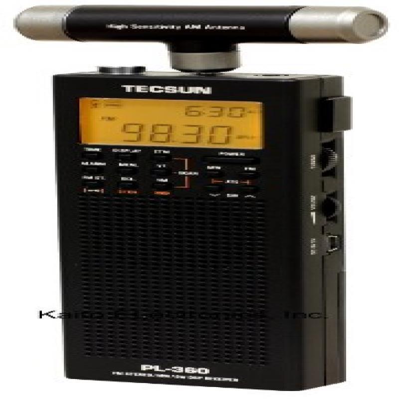 tecsun pl360 digital pll portable am/fm shortwave radio with dsp, black