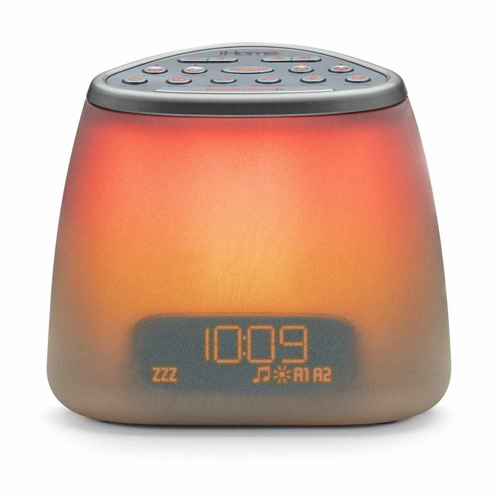 iHome Bluetooth Color Changing Bedside Sleep Therapy Machine White Speakers and Alarm Clocks