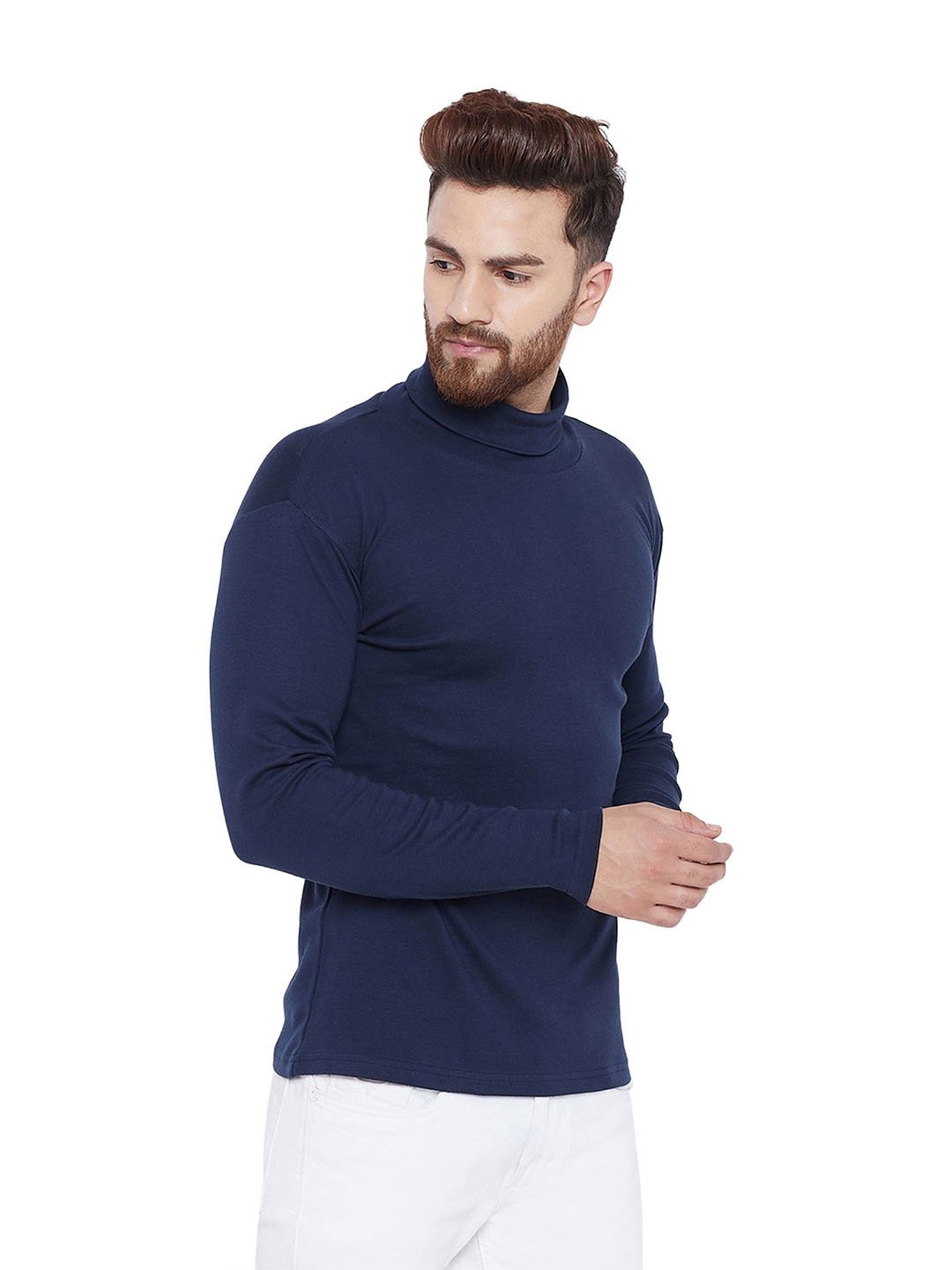 Hypernation Dark Blue High Neck T-Shirt