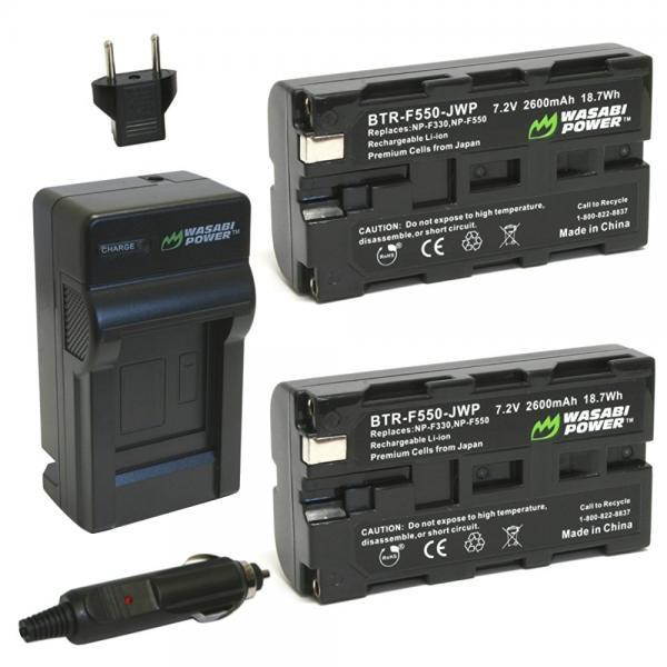 Wasabi Power Battery (2-Pack) and Charger for Sony NP-F330, NP-F530, NP-F550, NP-F570 and CN-160, CN-216, CN126 Series