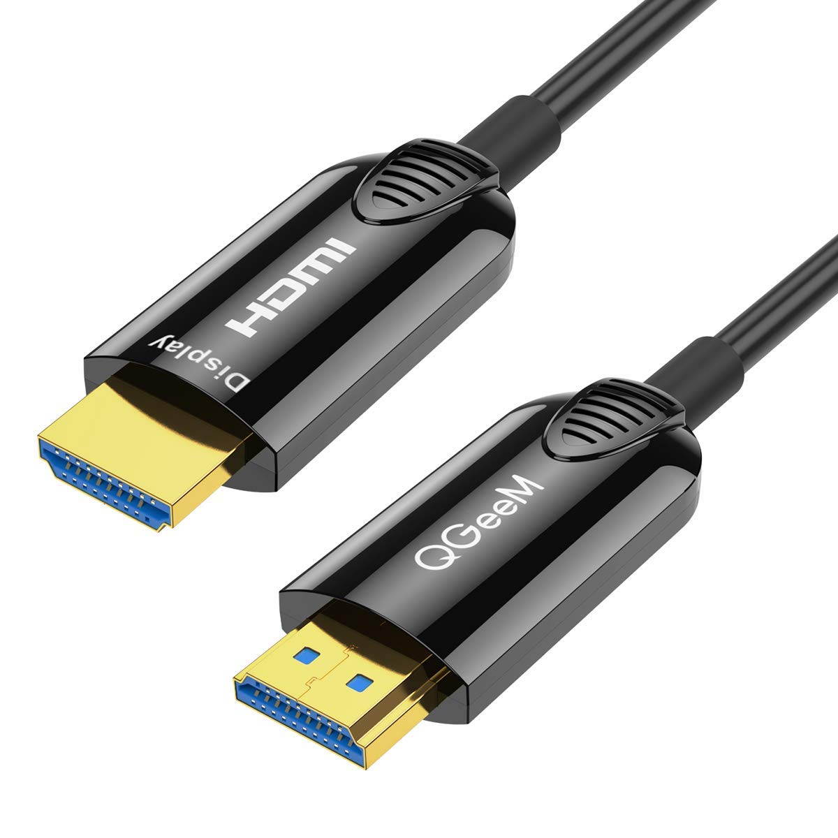 Fiber Optic HDMI Cable 50ft,QGeeM 4K 60Hz HDMI Cable High Speed 18Gbps HDMI 2.0 Black Cable,Zinc Alloy Case 15M, HDMI AOC Cable (16ft)