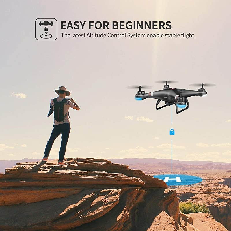 GPS Drone with 1080P HD Camera FPV Live Video for Adults and Kids, Quadcopter HS110G with Carrying Bag, 2 Batteries, Altitude Hold, Follow Me and Auto Return, Easy to Use for Beginner