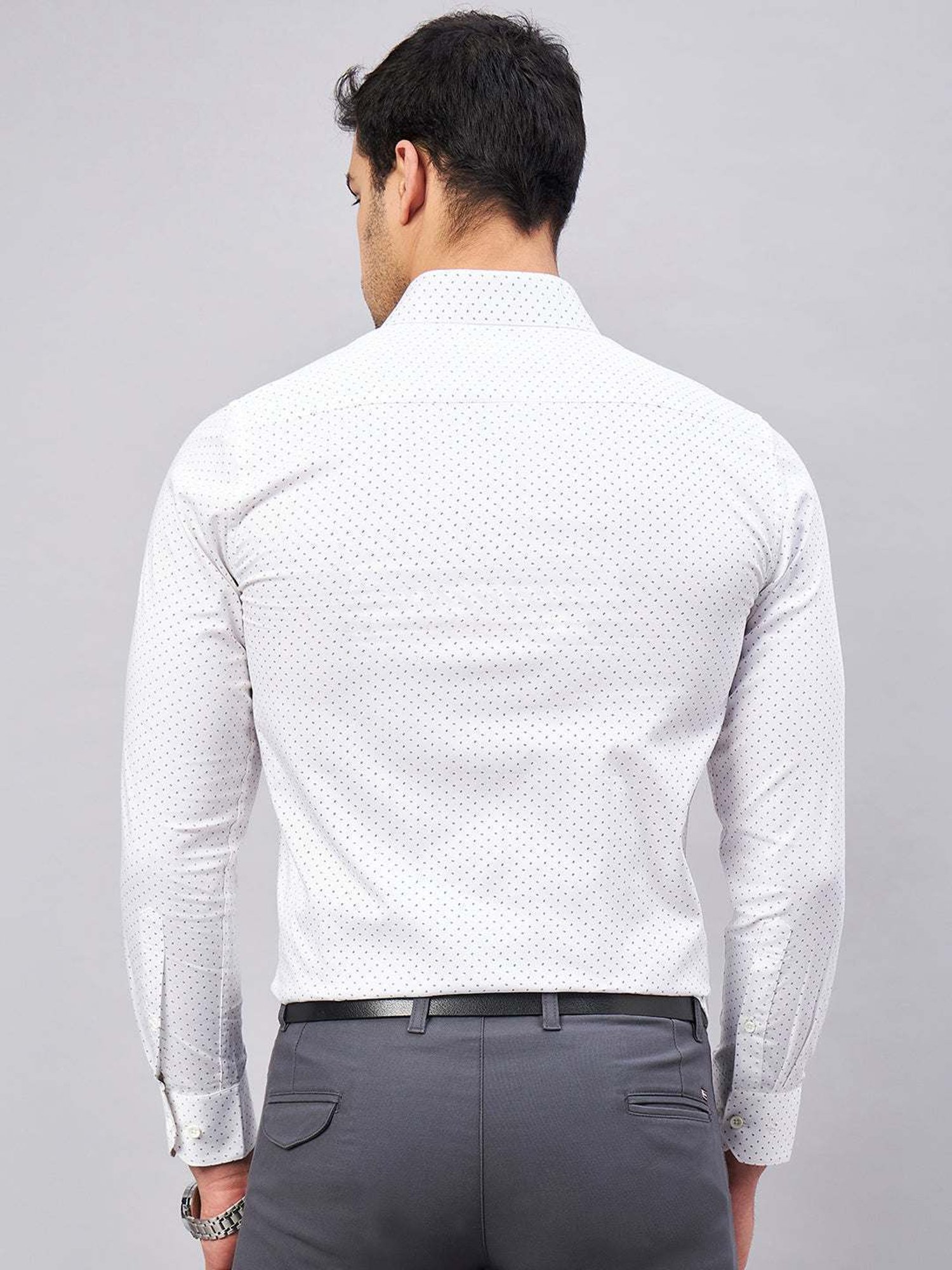 Louis Stitch White Cotton Regular Fit Printed Shirt