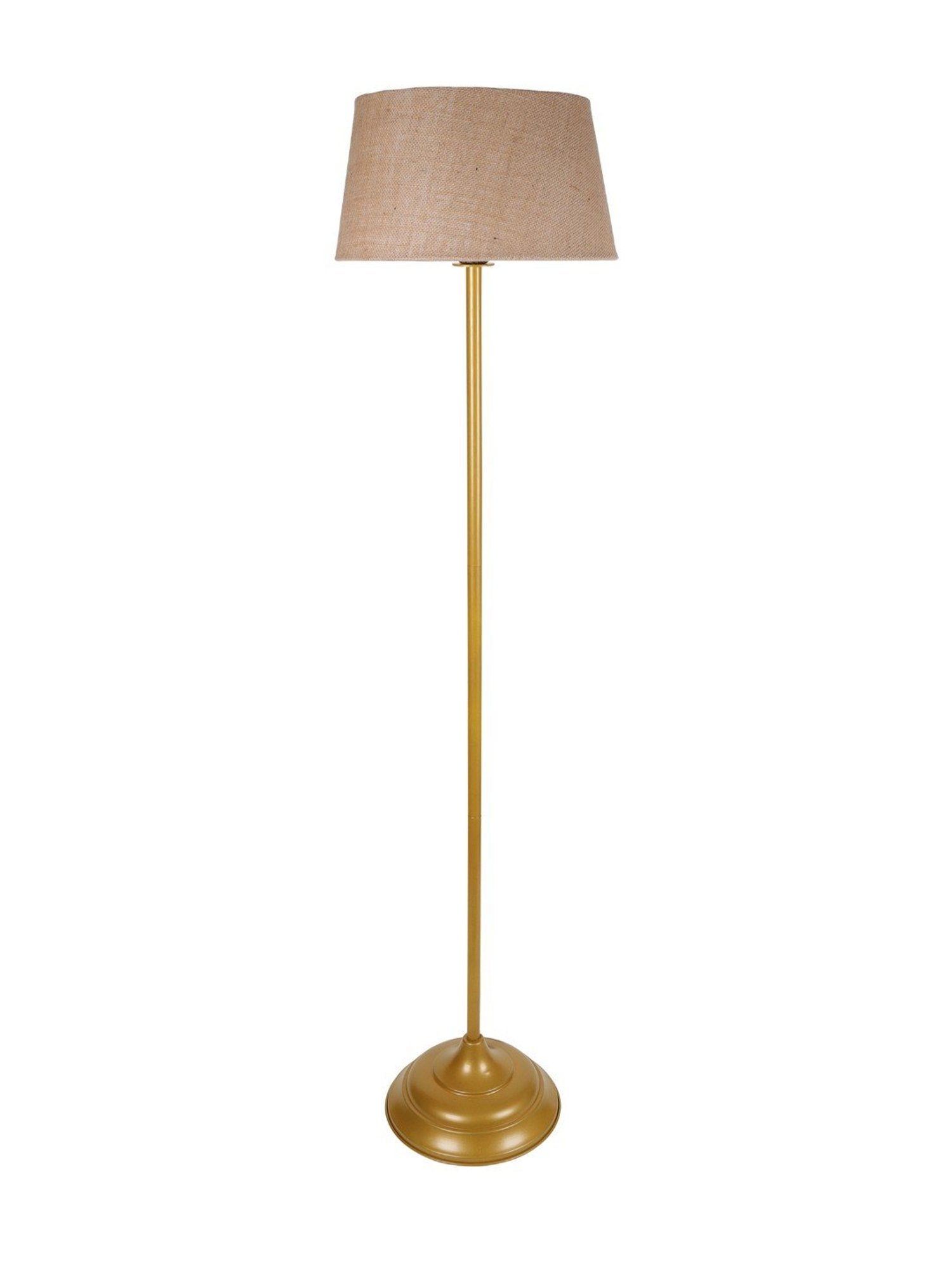 Homesake Beige & Golden Metal Standing Floor Lamp with Bulb and Floor Switch (Iron Legs)