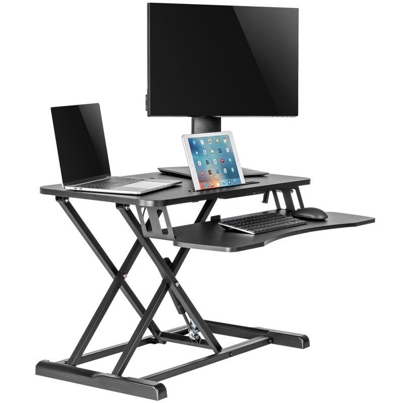 FlexPro Hero Standing Desk Converter - 32" Sit to Stand Desk with Keyboard Tray - Stand Steady