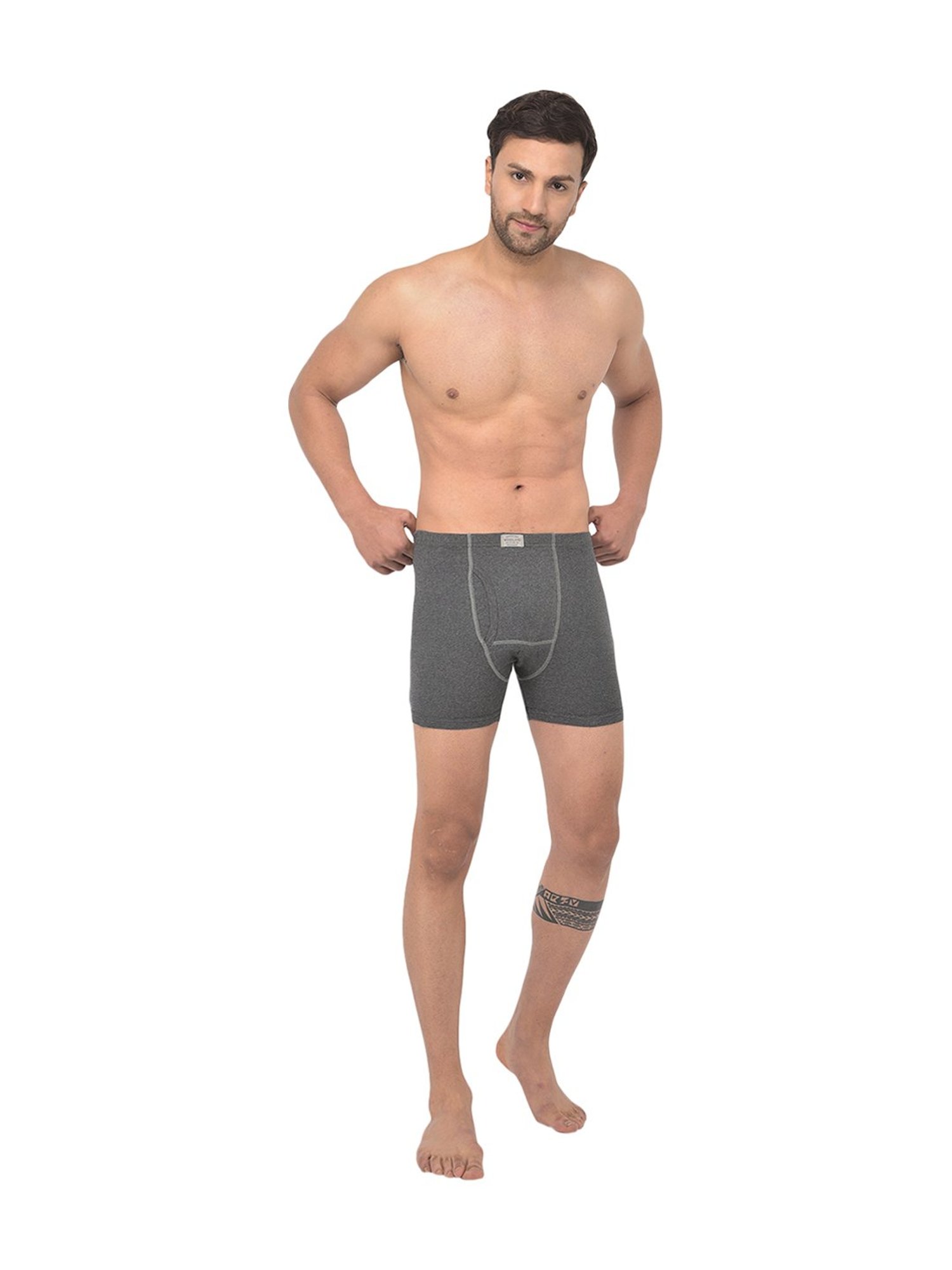 Woodland Dark Grey Cotton Solid Trunks