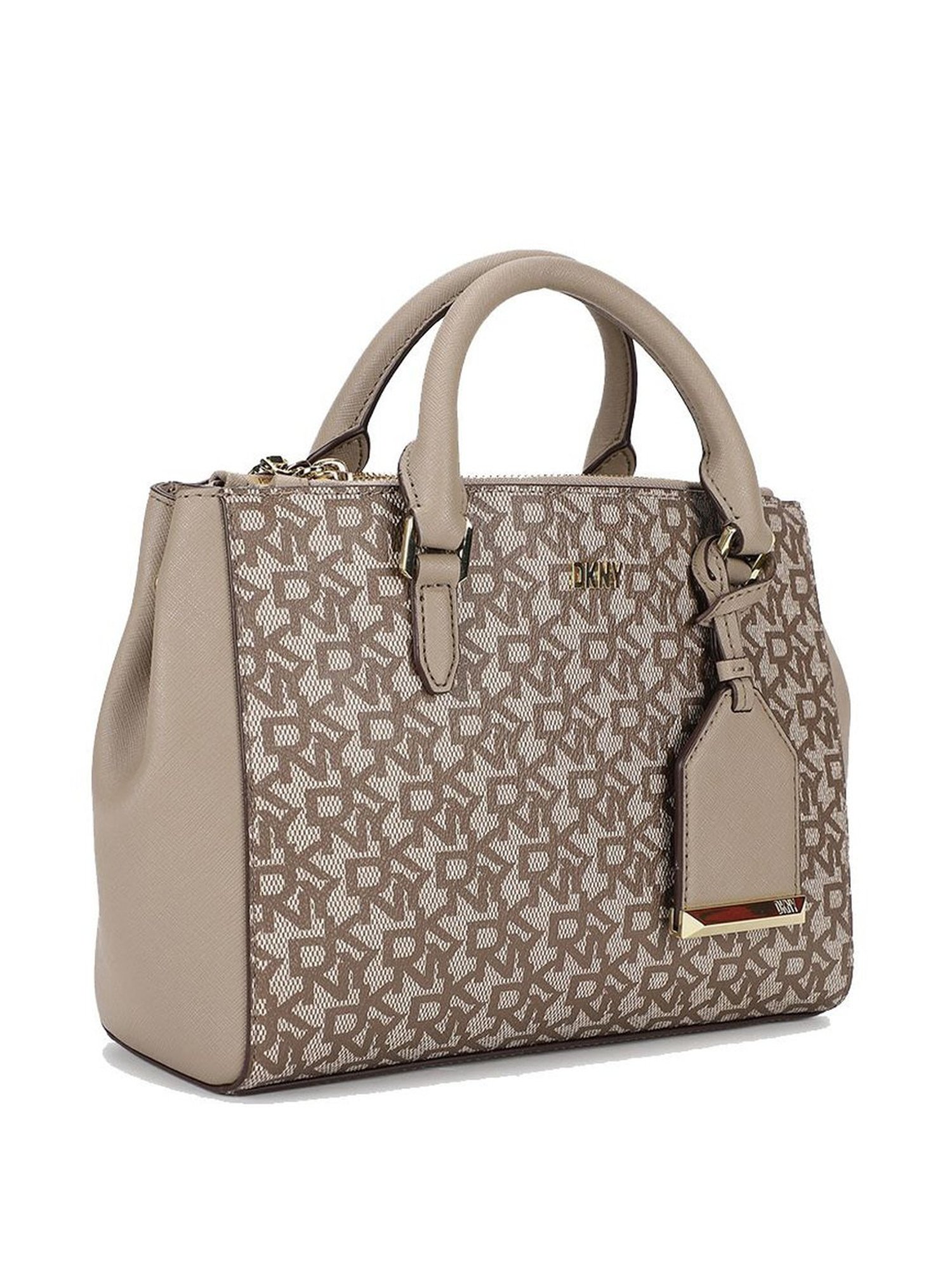 Dkny Beige PVC Printed Handbag