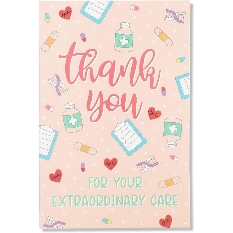 24-Pack Nurse & Doctor Appreciation Thank You Cards, 6 Assorted Designs, Blank Inside, 4x6