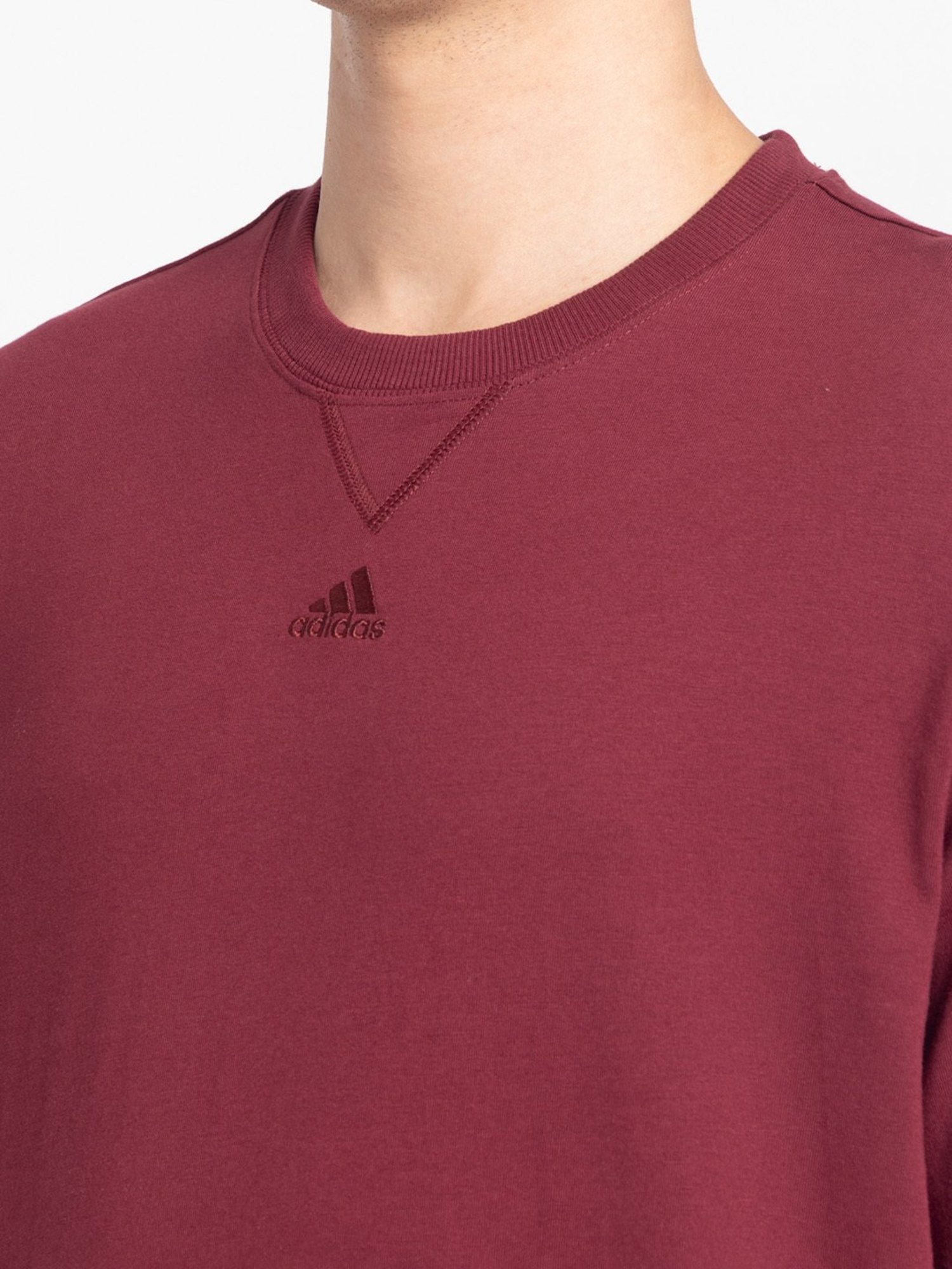 adidas Maroon Loose Fit Sports T-Shirt