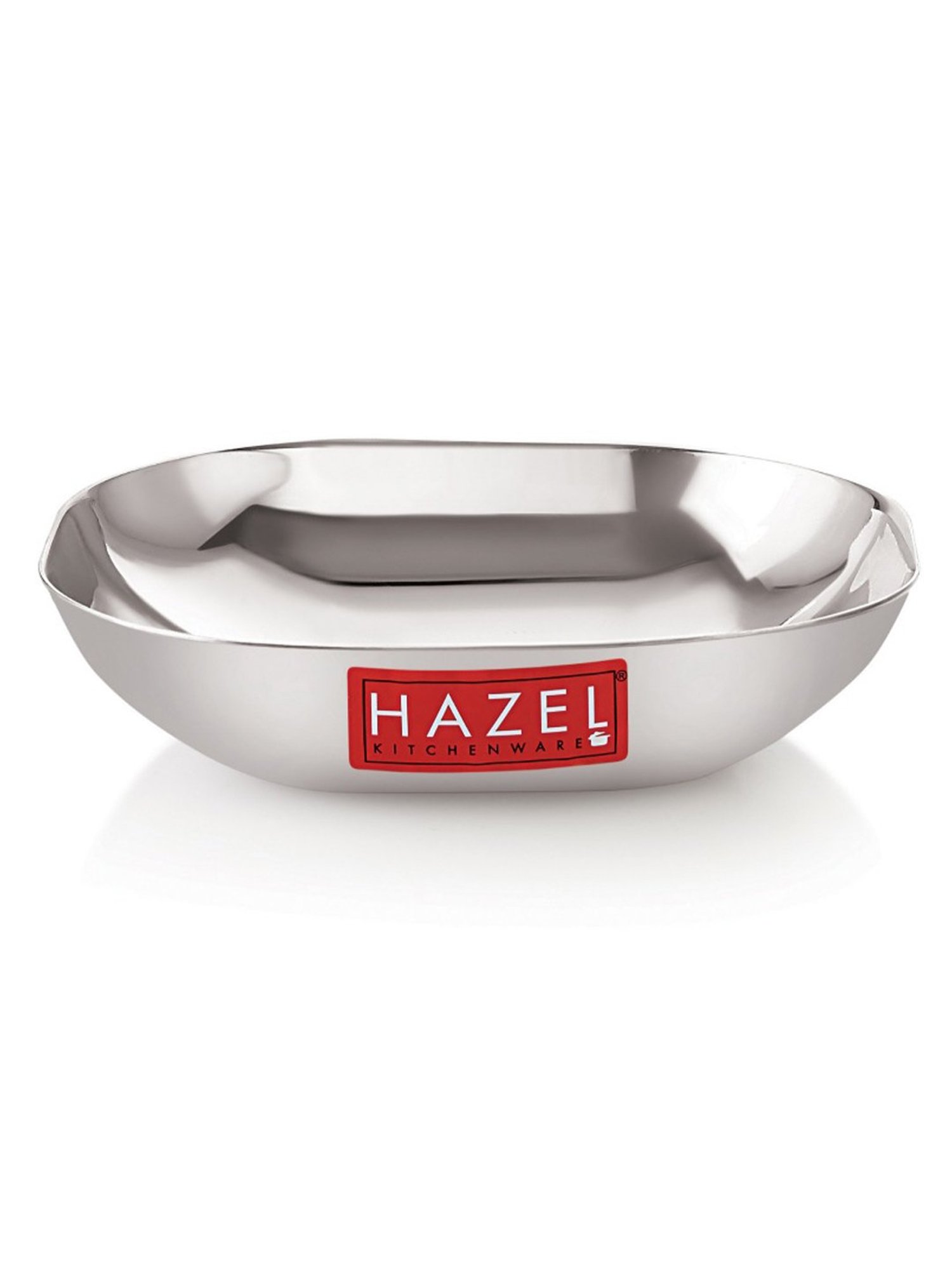 HAZEL Silver Stainless Steel Square Shaped Bowl for Snacks (400ml)