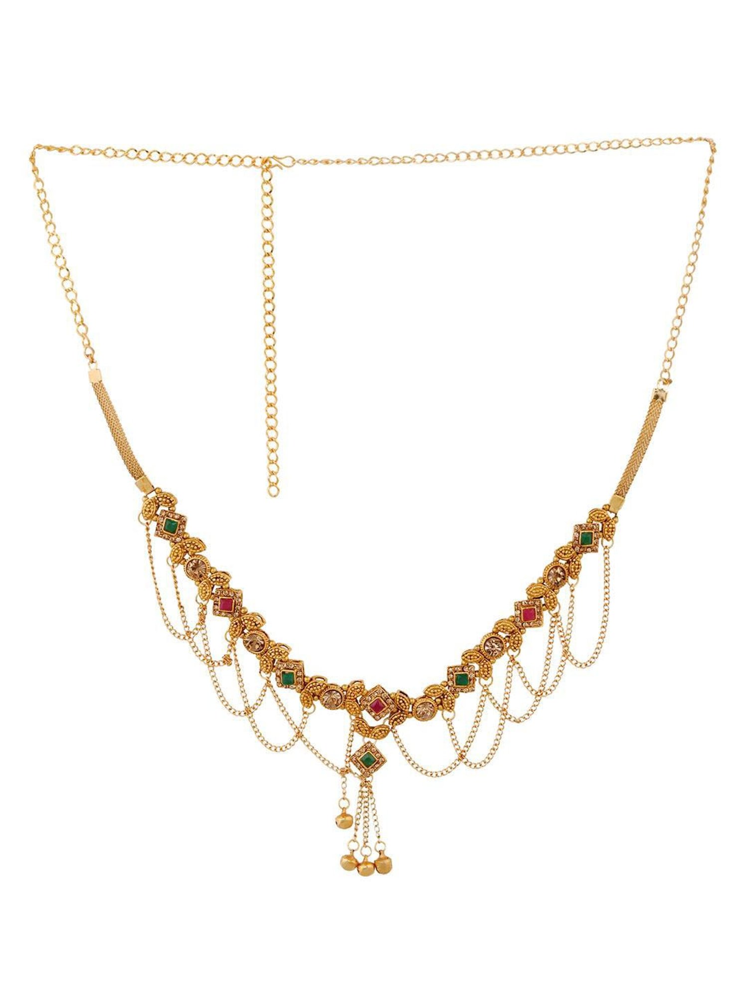 Saraf Rs Jewellery Gold Plated Muilticolour Ad Studded & Beaded Kamarbandh