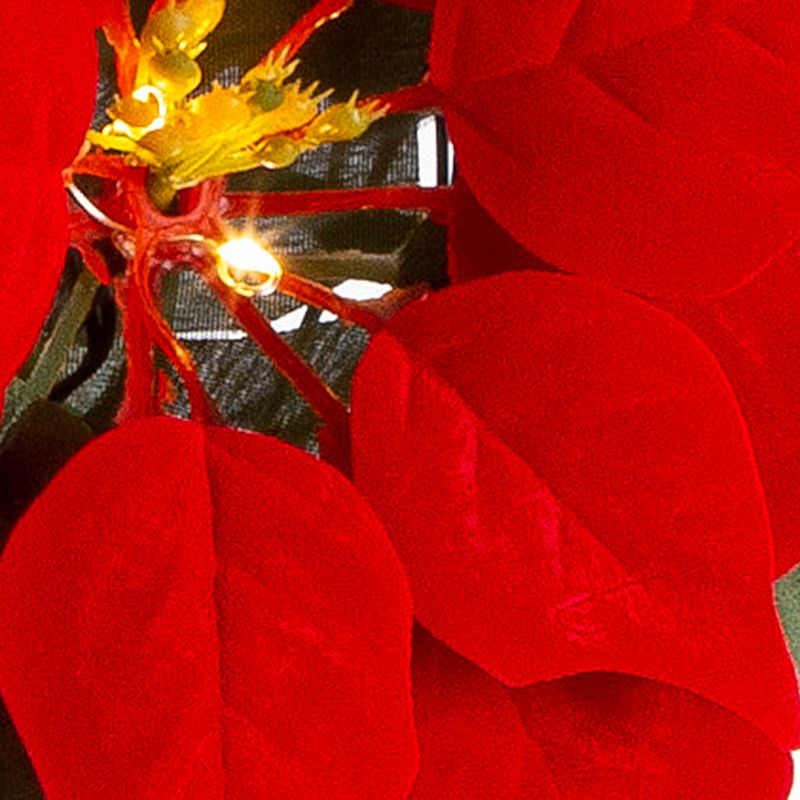 Gerson International 17.25-Inch Tall Battery Operated Lighted Poinsettia with 9 Lit Flowers