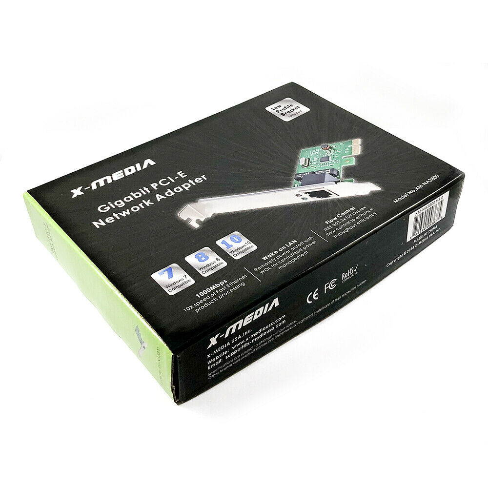 X-MEDIA XM-NA3800 PCI-E Gigabit Ethernet 1000Mbps PCI Express PCIe Adapter Card