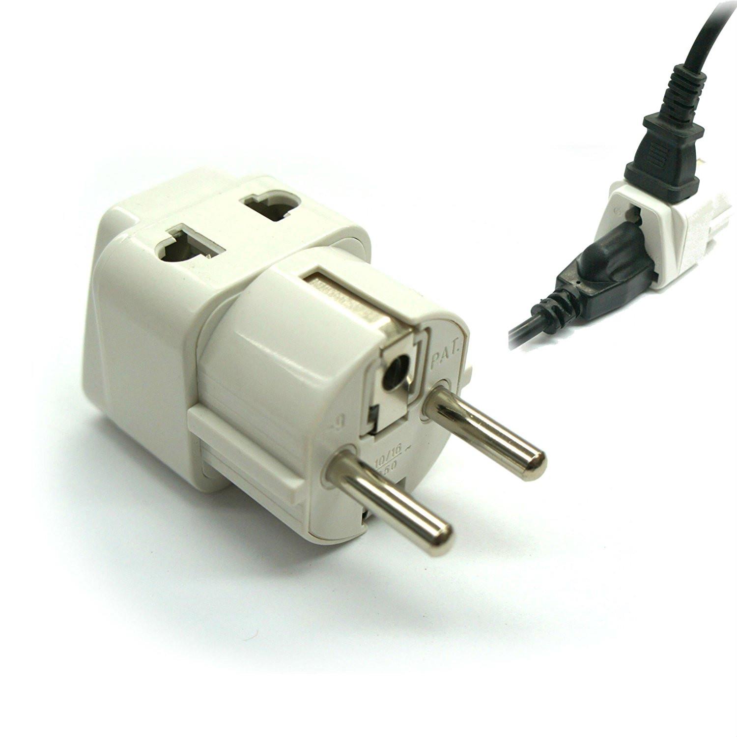 Germany, France, Europe, Russia - Type E/F (Schuko) 2 in 1 - Travel Plug Adapter