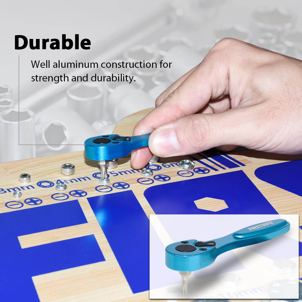 FIRSTINFO 1/4 Inch Mini Midget Ratchet Pocket Screwdriver, Hexagon Bit Holder, Low Profile Bits Driver Reversible with 72T Gear Action